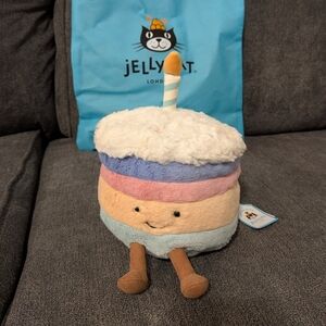Jellycat Amuseables Rainbow Birthday Cake NWT
